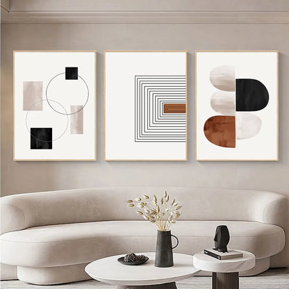 Set of 3 Pcs Modern Zen Abstract Minimalist Wall Art Fine Art Canvas Prints - Neutral Tone Artwork Pictures For Contemporary Apartment Living Room Home Office Art Decor