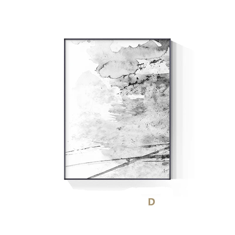 Abstract Ink Splash Black & White Wall Art Fine Art Canvas Prints - Pictures For Modern Apartment Living Room Dining Room Office Meeting Room Art For Contemporary Interiors