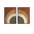Large Geometric Abstract Rainbow Terracotta Beige Olive Canvas Print Wall Art for Modern Minimalist Living Room and Contemporary Home Décor