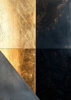 Modern Abstract Black Golden Geometric Wall Art Fine Art Canvas Prints - Modern Art For Contemporary Apartment Living Room Dining Room Bedroom Art Decor