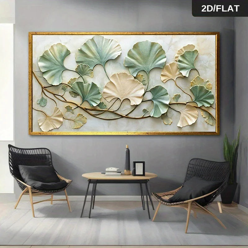 Extra Large Modern Ginkgo Canvas Wall Art Painting, Abstract Wall Art Picture For Living Room & Bedroom Decoration - Frameless
