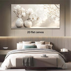 Canvas Wall Art 2D Flat Magnolia in Vase Modern Abstract Painting Frameless for Living Room Bedroom Office Home Decor Wall Decor