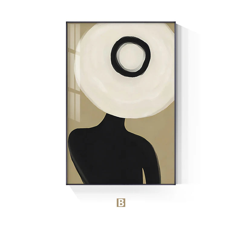 Abstract Big Hat Fashion Figure Art Wall Art Fine Art Canvas Prints - Modern Art For Living Room Dining Room Salon Art For Contemporary Boutique Interiors