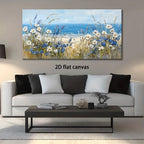 2D Flat Beach Wildflowers Modern Painting Frameless Picture Living Room Bedroom Office Home Decor High Quality Print on Canvas