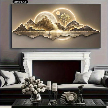 Extra Large Modern Minimalist Mountain Range Canvas Print - Frameless Landscape Wall Art for Living Room, Bedroom, Hallway Decor