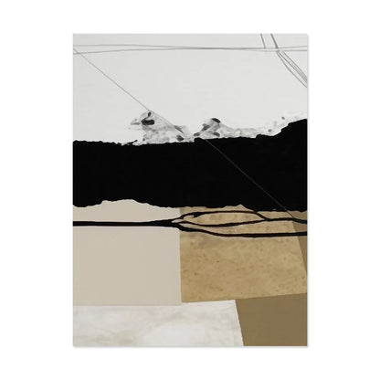 Vintage Brown Black Beige Color Block Abstract Wall Art Fine Art Canvas Prints - Pictures For Dining Room Living Room Bedroom Artworks For Contemporary Decor