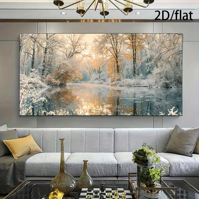1pc Frameless Modern Peaceful Winter Scenery Canvas Poster for Bedroom and Living Room Decoration Cuadros No Frame, 2D/flat