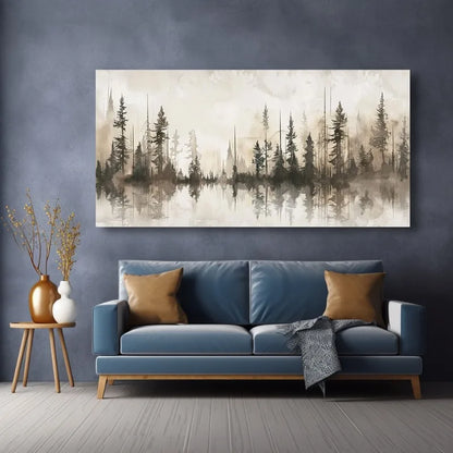 Misty Pines Modern Abstract Canvas Wall Art Frameless Landscape Painting with High-Quality Print Home Decor Landscape Decor Art