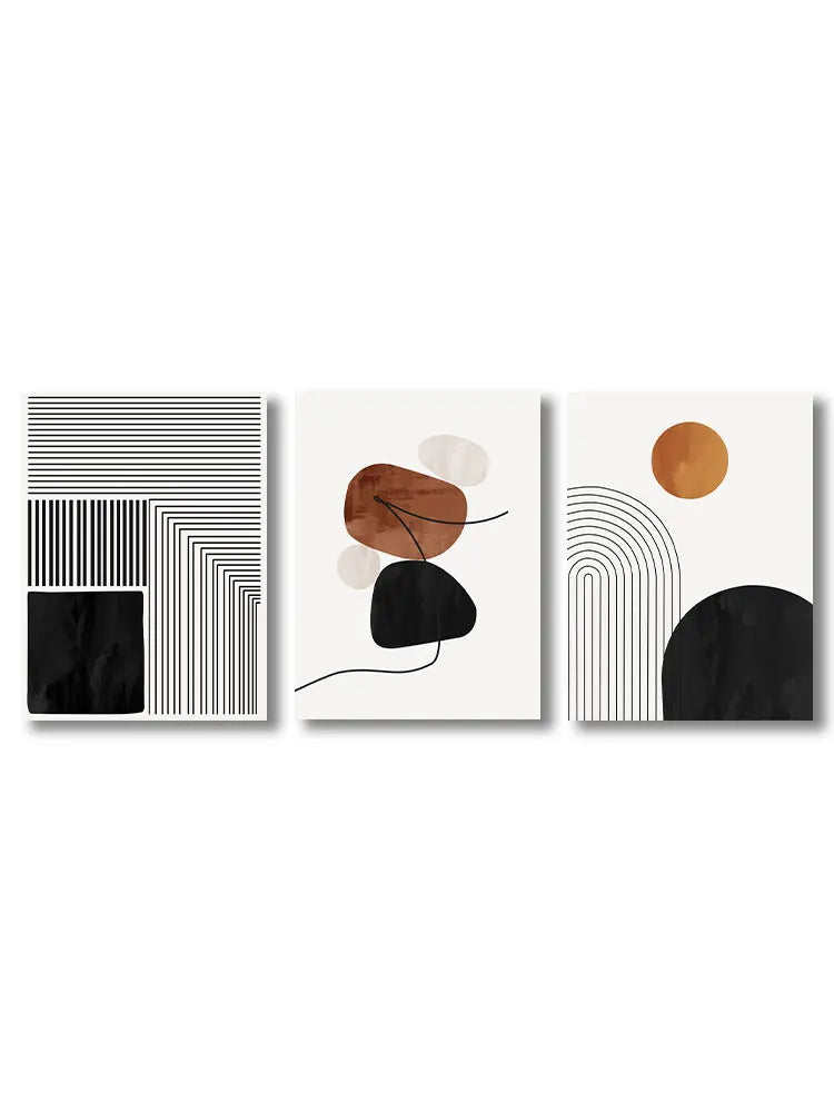 Set of 3 Pcs Modern Zen Abstract Minimalist Wall Art Fine Art Canvas Prints - Neutral Tone Artwork Pictures For Contemporary Apartment Living Room Home Office Art Decor