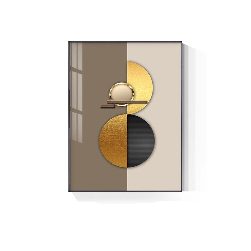 Luxury Golden Celestial Geometry Wall Art Fine Art Canvas Prints - Modern Aesthetics Artworks For Dining Room Living Room Art For Modern Apartments
