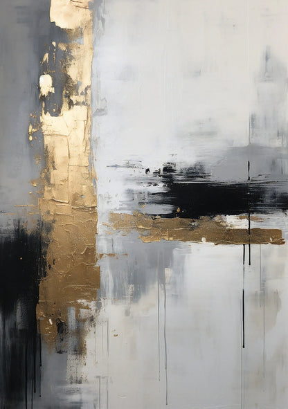 Urban Abstract Black Grey Golden Wall Art Fine Art Canvas Prints - Art For Modern Apartment Living Room Dining Room Art For Contemporary Home Office Interiors
