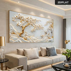 1pc Frameless Abstract 2D Art Canvas Blossoming Tree & Mountainous Landscape Print, Large Wall Decor for Living Room and Bedroom