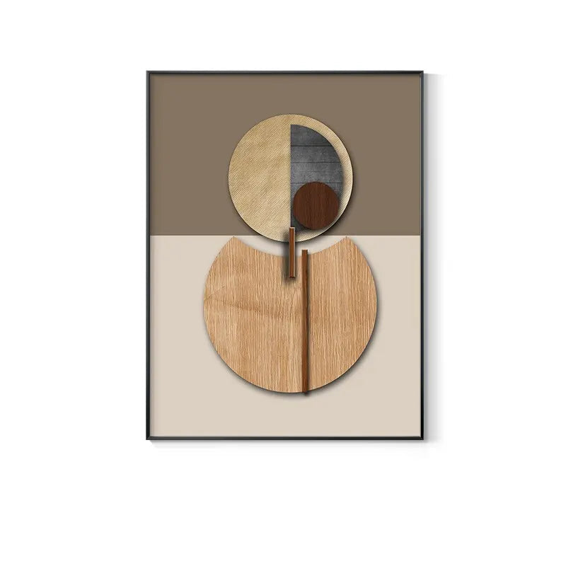 Neutral Tones Modern Aesthetics Abstract Sun Moon Wall Art Fine Art Canvas Prints - Neutral Tones Pictures For Entrance Hall Foyer Living Room Dining Room Art Decor