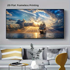 Modern Abstract Sailboat Sunset Sea View Wall Art for Living Room, Bedroom, Hallway Decor Poster, High-Quality Print, Frameless