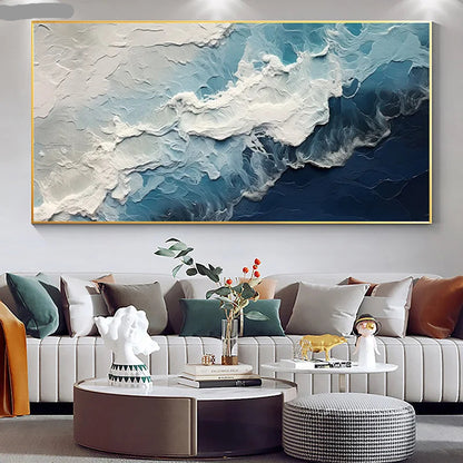 Ocean Surf Sand Shoreline Coastal Landscape Wall Art Fine Art Canvas Prints - Modern Art For Living Room Dining Room Bedroom Art For Contemporary Interiors