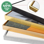 Slim Metal Bezel Floating Canvas Picture Frame Brushed Gold Silver Sizes 60x90, 50x70, 40x50cm etc DIY Framing Kit Includes Outer Metal Frame + Inner Wood Frame