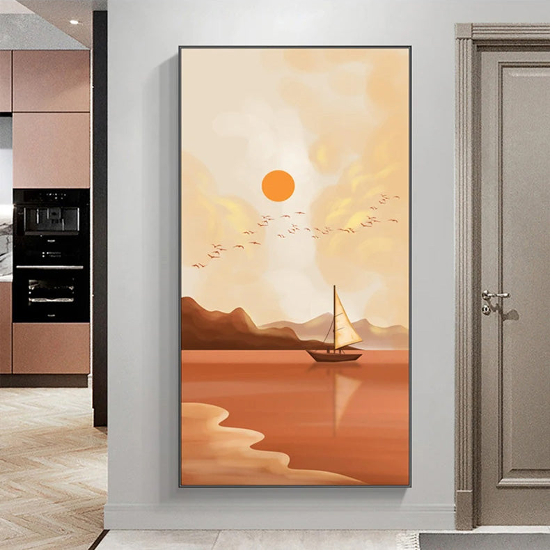 Tranquil Landscape Posters Sunset Seascape Wall Art Fine Art Canvas Prints - Pictures Of Calm For Living Room Bedroom Dining Room Foyer Art Decor