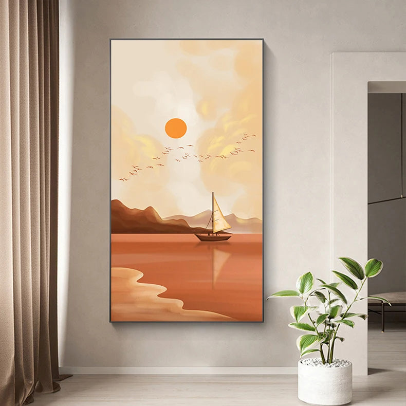 Tranquil Landscape Posters Sunset Seascape Wall Art Fine Art Canvas Prints - Pictures Of Calm For Living Room Bedroom Dining Room Foyer Art Decor