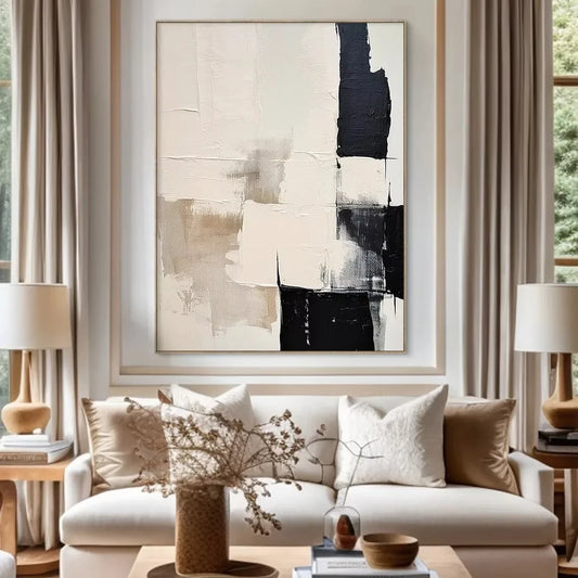 Vintage Abstract Beige Color Block Wall Art Fine Art Canvas Prints - Modern Art For Living Room Dining Room Bedroom Art For Contemporary Home Office Interiors